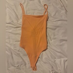 Abercrombie orange soft rib twist back bodysuit